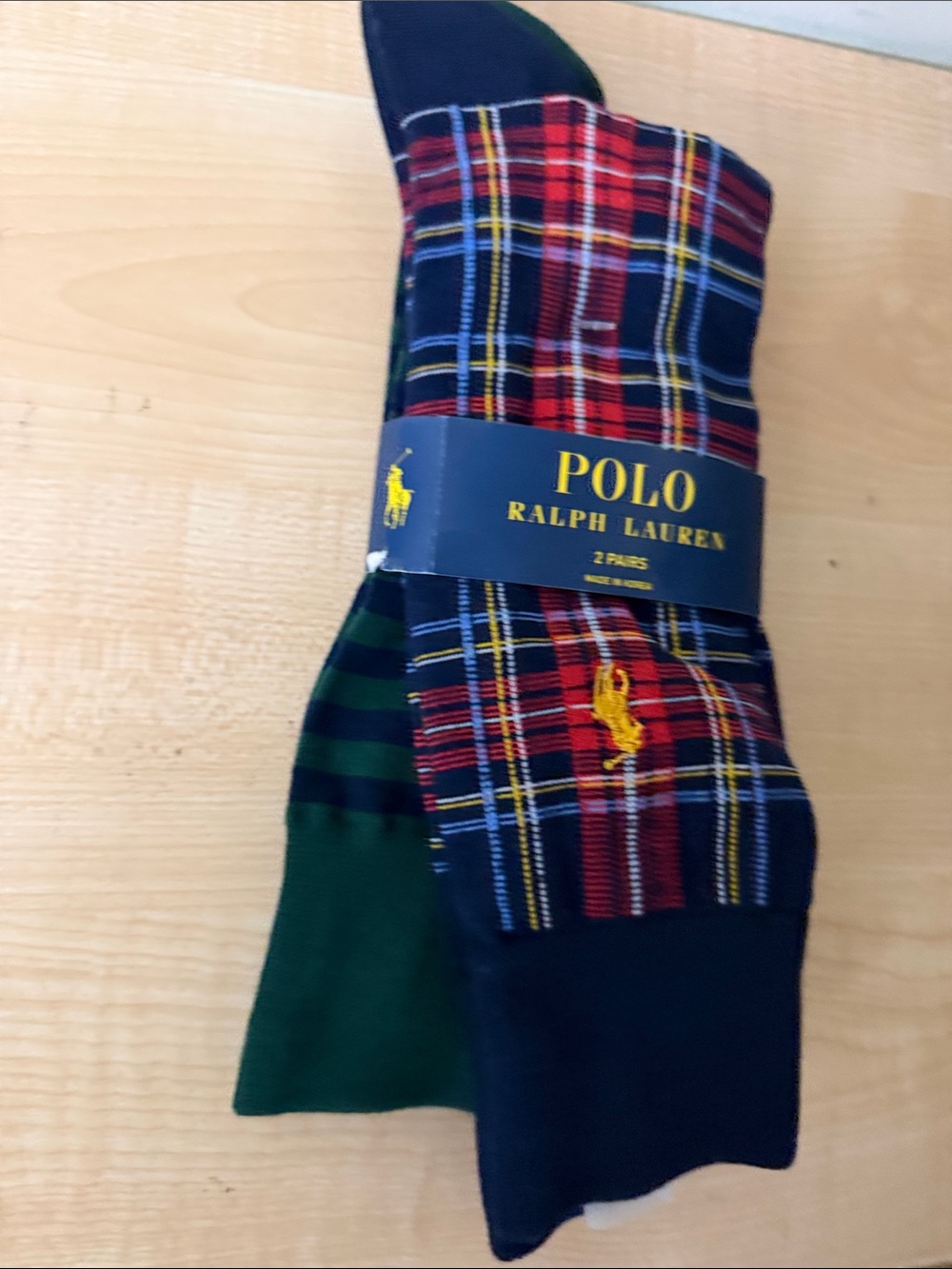 Polo Ralph Lauren Tartan Plaid & Striped Ribbed Cuff Socks- XL- Fits Shoe 12-17